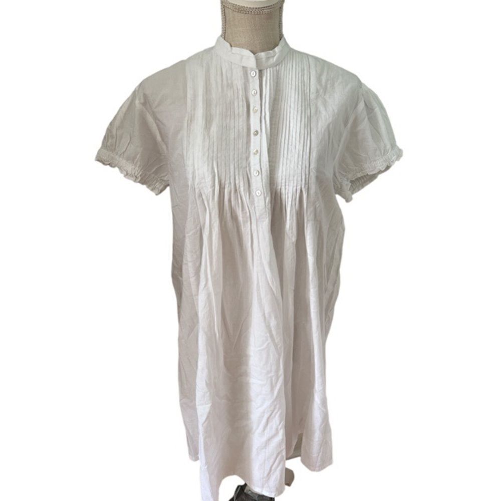 Rae Feather White Organic Cotton Short Sleeve Shirt Dress NWT M